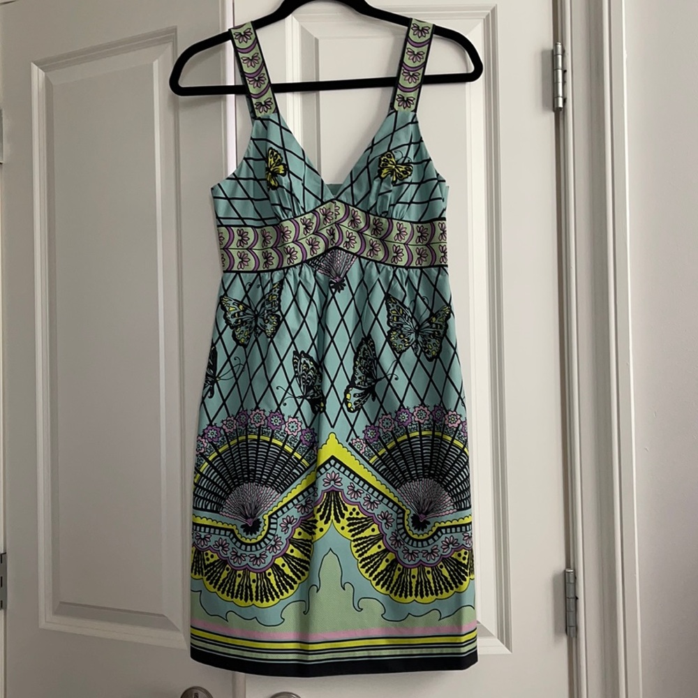 Tibi Butterfly Fan Print Dress w/ Pockets, Size 0